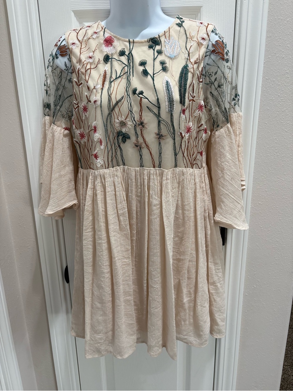 Altar'd State Cream Embroidered Floral dress